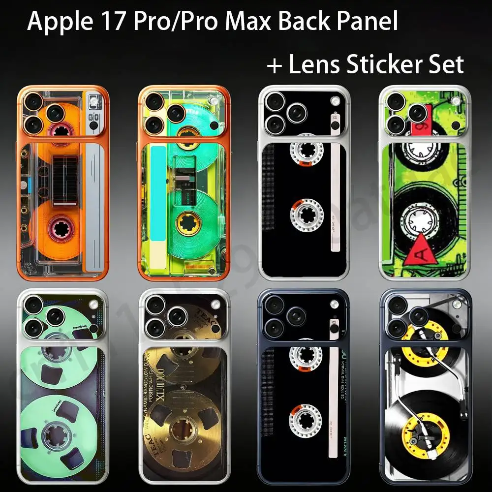 

Retro Magnetic Radio Tape Cassette For iPhone 17Pro/ProMax Battry Back Cover with Camera Decal Skin Rear Protective Sticker Film
