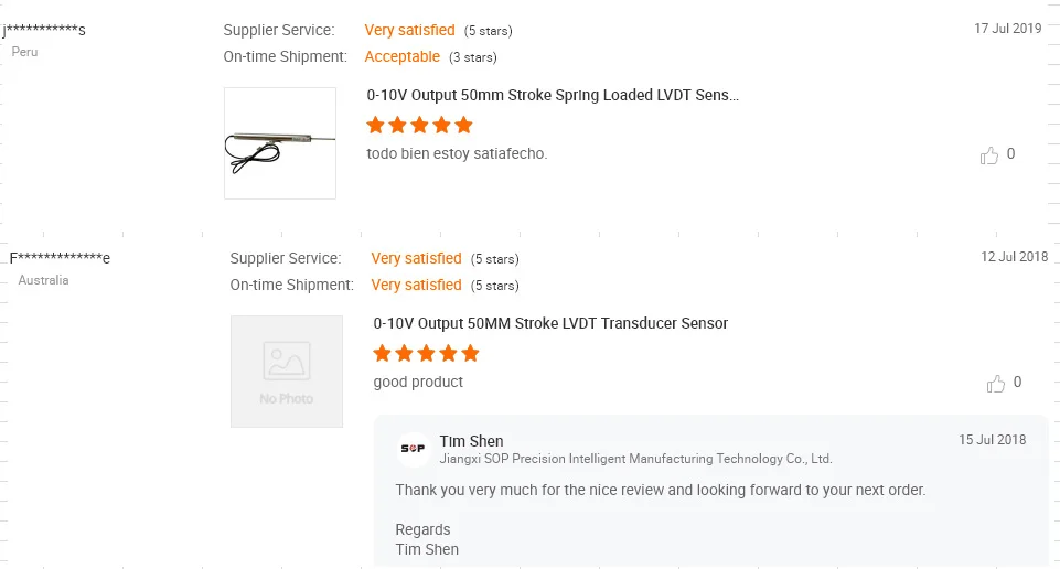 50MM 4-20mA DC Rebound LVDT Displacement Transducer Linear Position Sensor