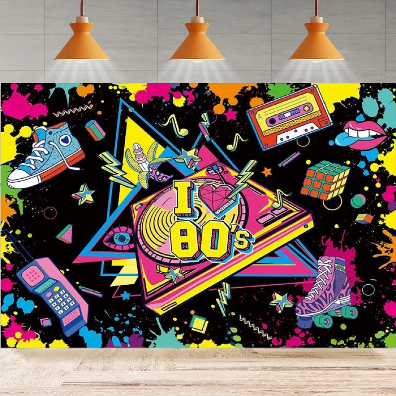 

Retro Disco Photography Backdrop I Love 80's Graffiti Hip Hop Music Rock Birthday Background Home Party Backdrop Wall Banner