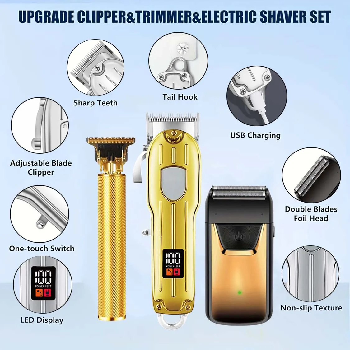 Professional Hair Clipper and Trimmer Set Men Electric Razor Shavers Beard Trim… - Image 2
