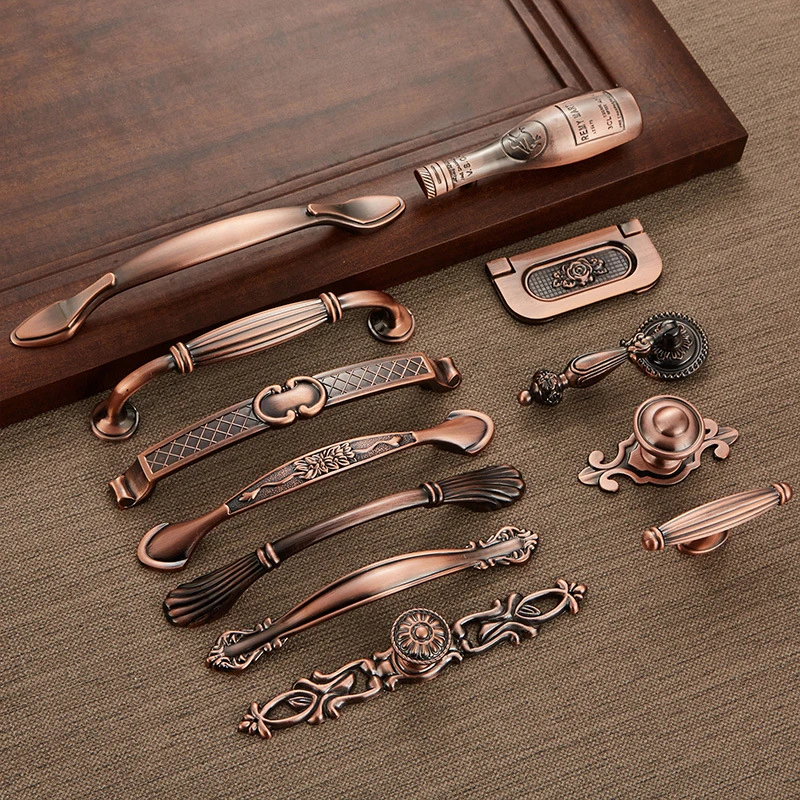 Antique Zinc Alloy European Style Red Bronze Handle Wine Cabinet Shoe Cabinet Door Drawer Cupboard Furniture Handle