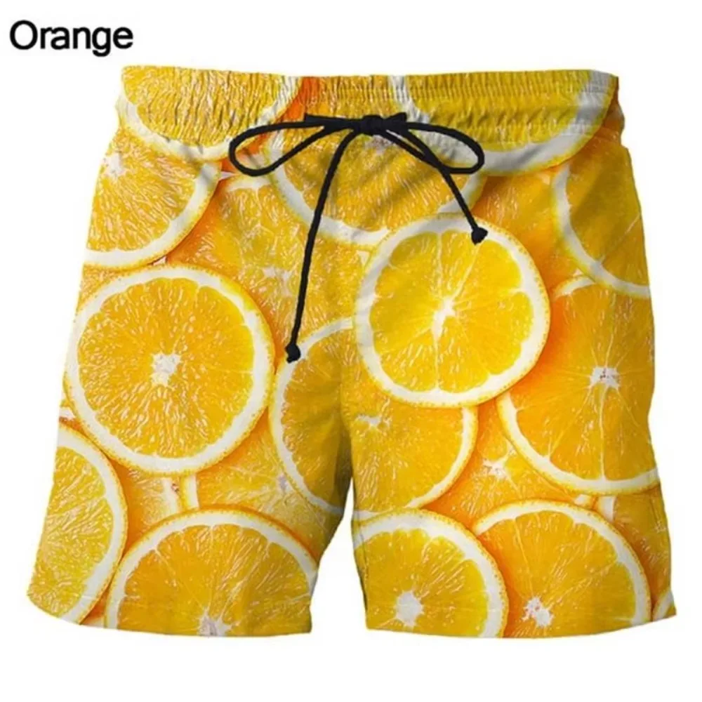 Fun Fruit Watermelon 3D Print  Men's Loose Beach Shorts - Outdoor Street Casual Vacation Breathable Quick-Dry Sports Surf Shorts