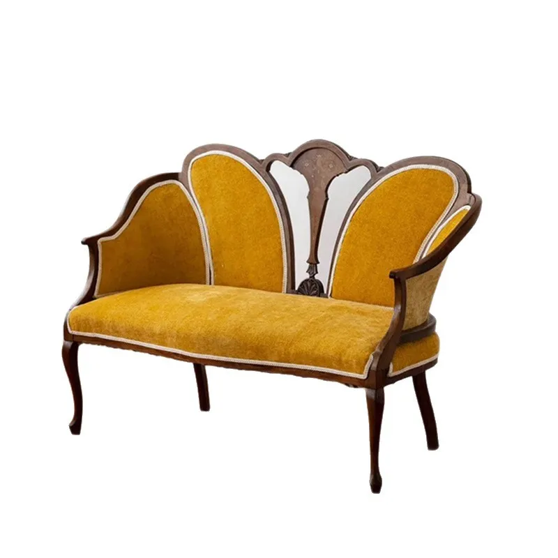 CX solid wood painted sofa old retro cafe double leisure sofa