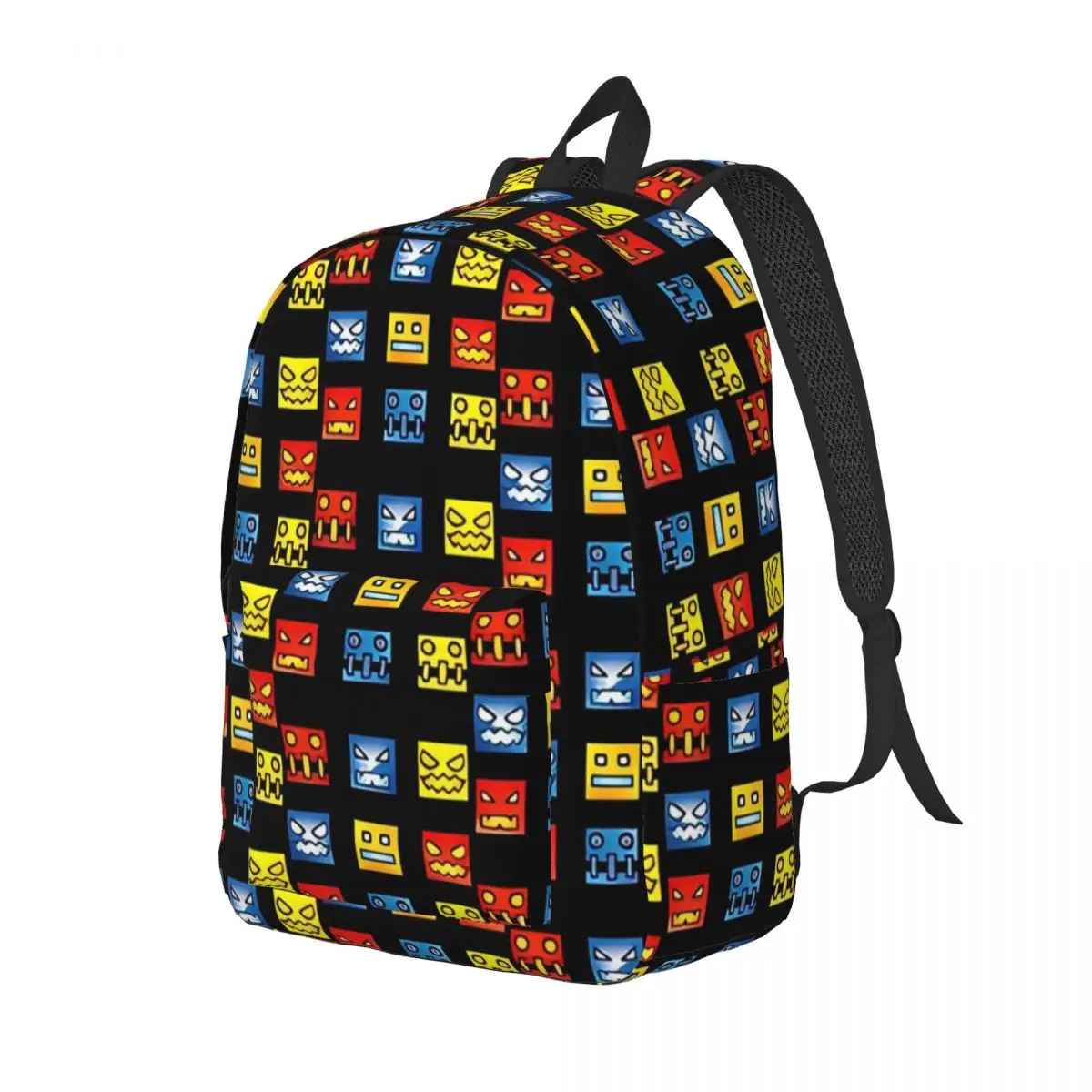 Geometry Dash Icon Face Backpack Elementary High College School Student Game Lover Bookbag Teens Daypack with Pocket