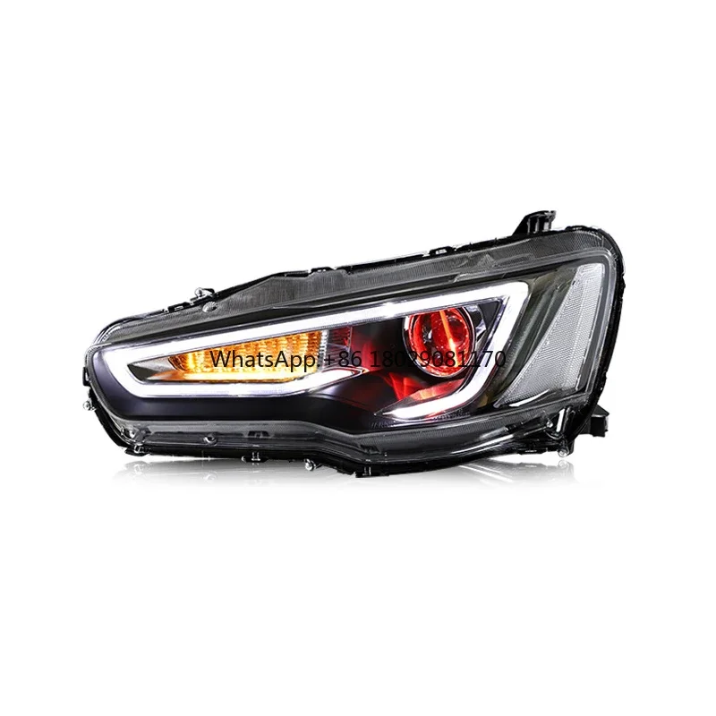 Conjunto de farol de carro LED, farol traseiro fumado, farol preto, olhos de demônio, Mitsubishi Lancer, EVO X, 08-17