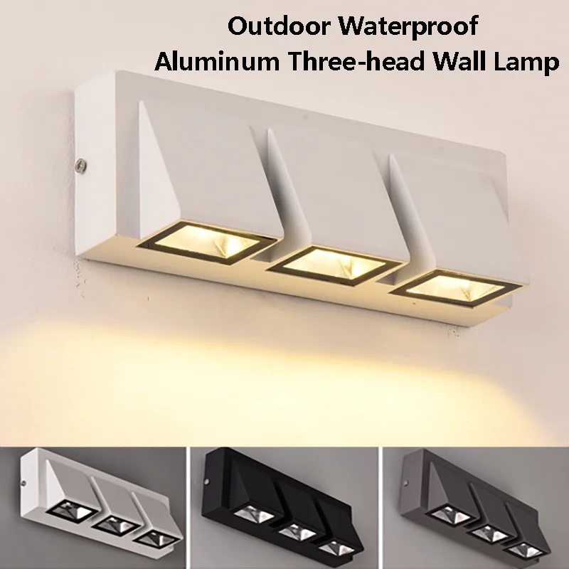 

Outdoor Waterproof Aluminum Three-head Wall Lamp Bedroom Stairs Wall Sconce Balcony Garden Courtyard Corridor Porch Light 15W