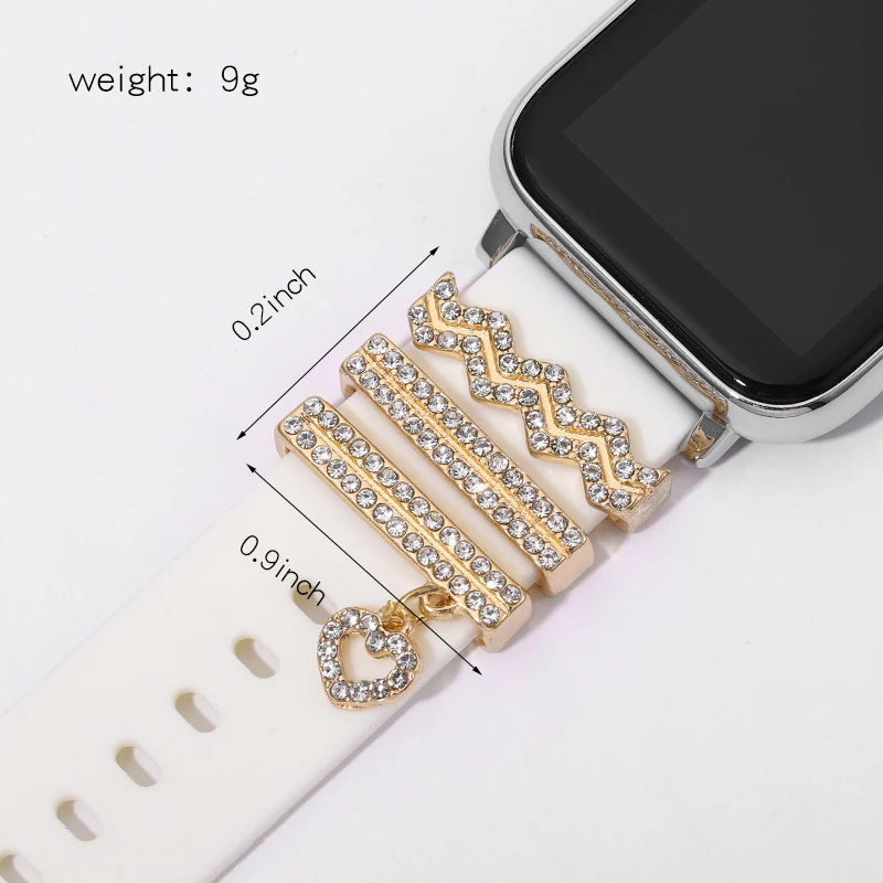 Correa de reloj de silicona para Iwatch, conjunto de anillos colgantes con forma de corazón, pulsera de Apple Watch
