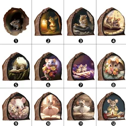 Cartoon Mouse Hole 3D Wall Stickers Stairs Cabinet Bedroom Bathroom Decals Scratch-Proof House Decoration Wall Accessories