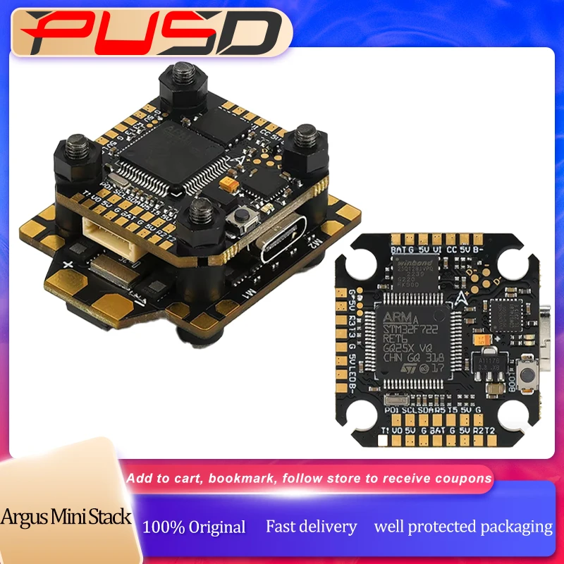 

Axisflying Argus Mini Stack 40A ESC+F7 FC 6S 32Bit ICM42688P for Manta 3.6 FPV Drone DIY Parts