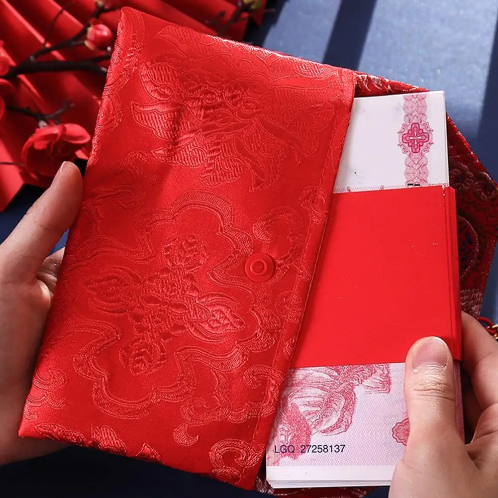 Chinese Envelopes Chinese Envelope Embroidered Satin Cash Envelope for Wedding Spring Festival for Banknotes for Celebrations