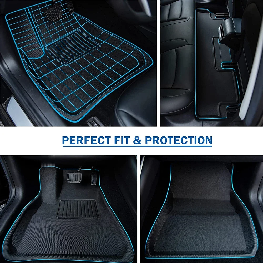 Floor Mats for Tesla Model Y 2023 2024 Model 3 Highland Left Right Driving All Weather Waterproof Trunk Cargo Liner Accessories