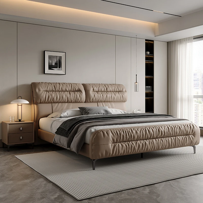 Customizable Letto alla moda di lusso in vera pelle di qualità estetica per la casa Tatami struttura del letto moderno