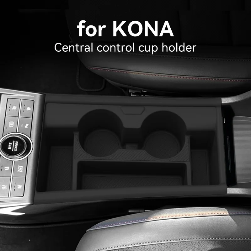 Drinks Cup Holders Organizer for Hyundai KONA 2025 2026 Center Console Storage Box Insert Tray Car Interior Stowing Accessories