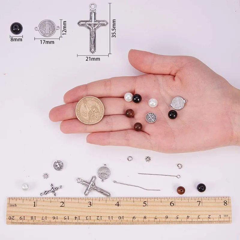 1 scatola fai da te 6Set vacanze di pasqua rosario elasticizzato con perline Kit per la creazione di braccialetti con perline incrociate Kit artigianale, senza nichel, istruzioni