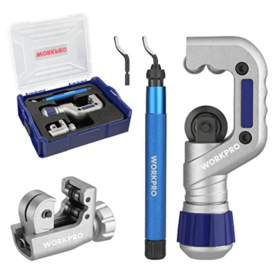 

WORKPRO 3 Pieces Tubing Cutter Set - Pipe Cutter with 1/8"-1-1/4" Cutting Capacity, Mini Copper Pipe Cutter with Deburring Tool