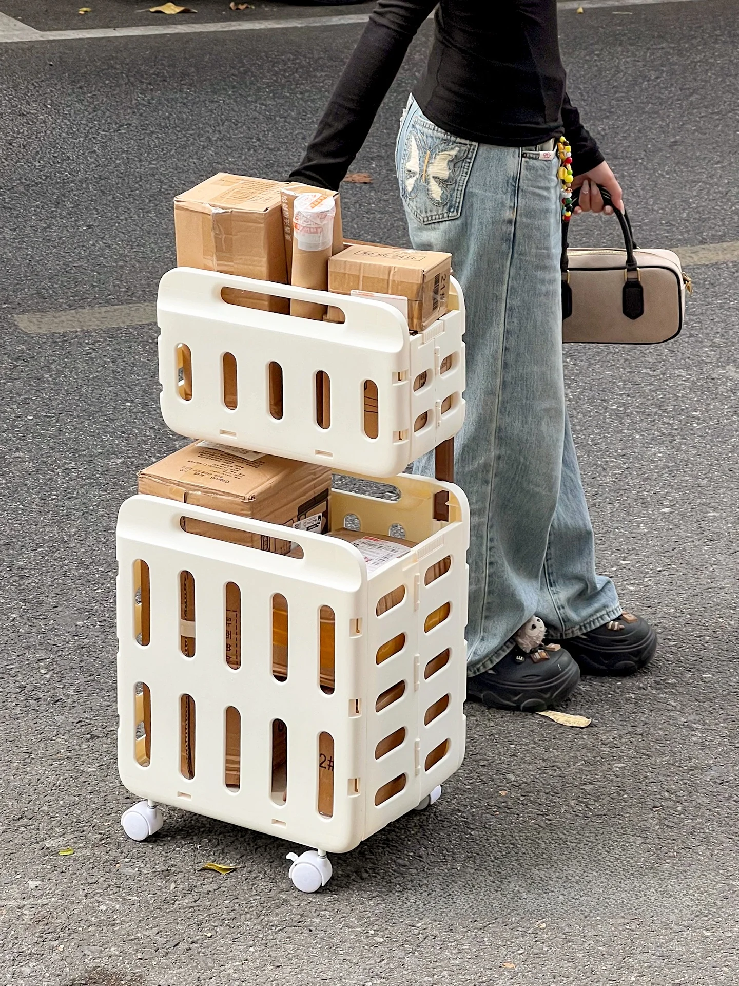 

Портативная складная тележка-помощник для женщин, для домашнего использования, для хранения и перемещения вещей, удобная тележка с выдвижной ручкой, легкая тележка Hanart