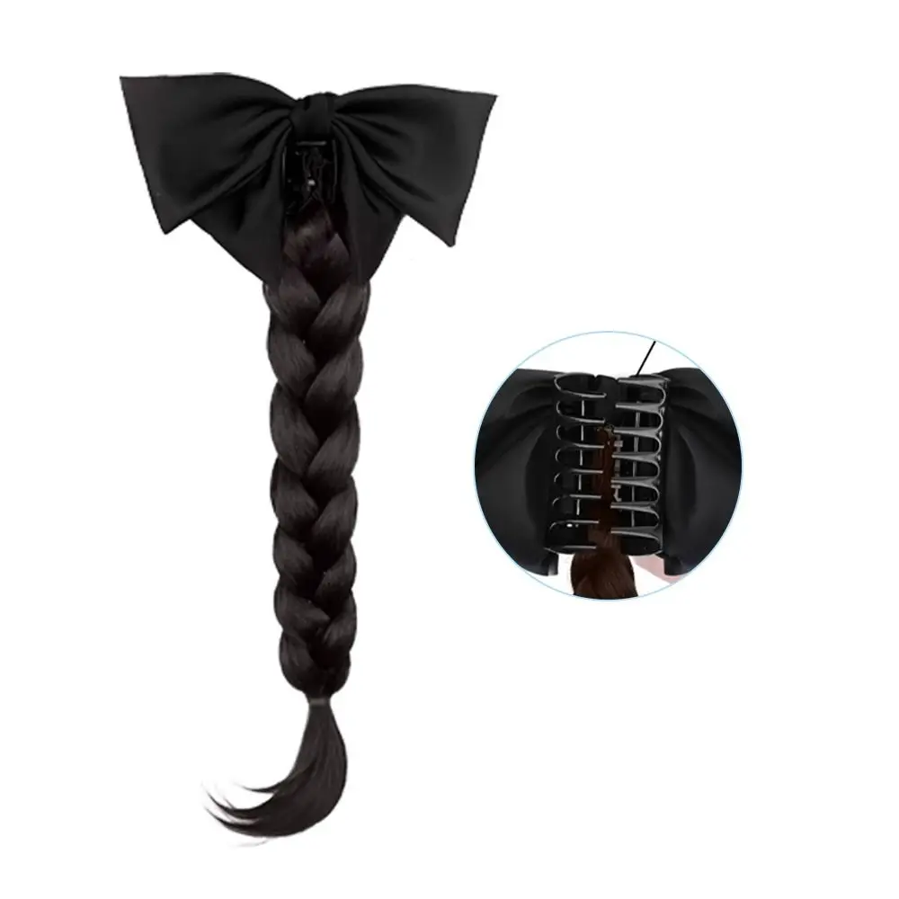 

Realistic Wig Braid Claw Clip New Chinese Style Elegant Bow Twist Long Braid Hair Accessories Braided High Ponytail Clip