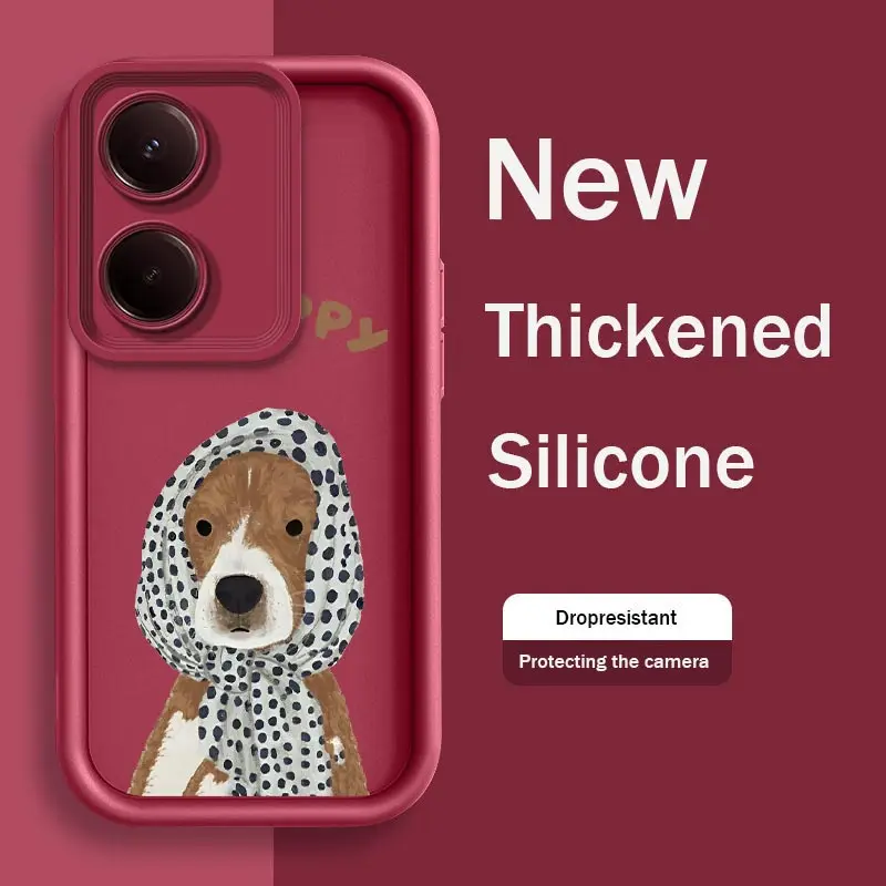 Y100 Puppy Phone Case For VIVO Y91 i Y89 V29 V29Pro V27 25 23 V21 X90 Pro X80 X70 Shockproof Protection Back Cover