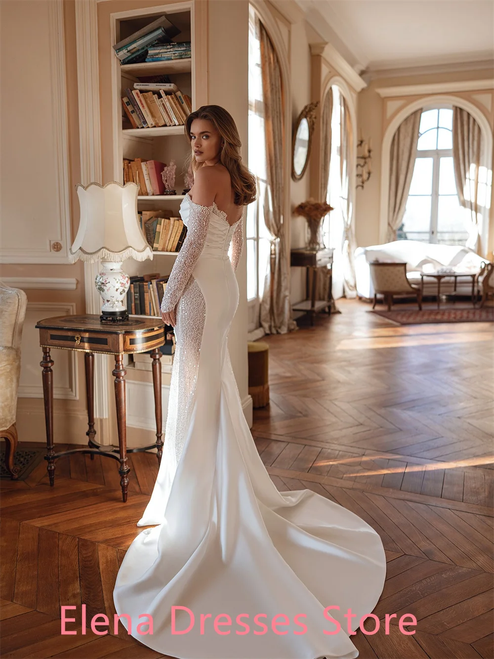 Personalizado elegante/gravcioso branco cetim vestido de baile delicado sem alças fora do ombro sereia zíper voltar robe de soir