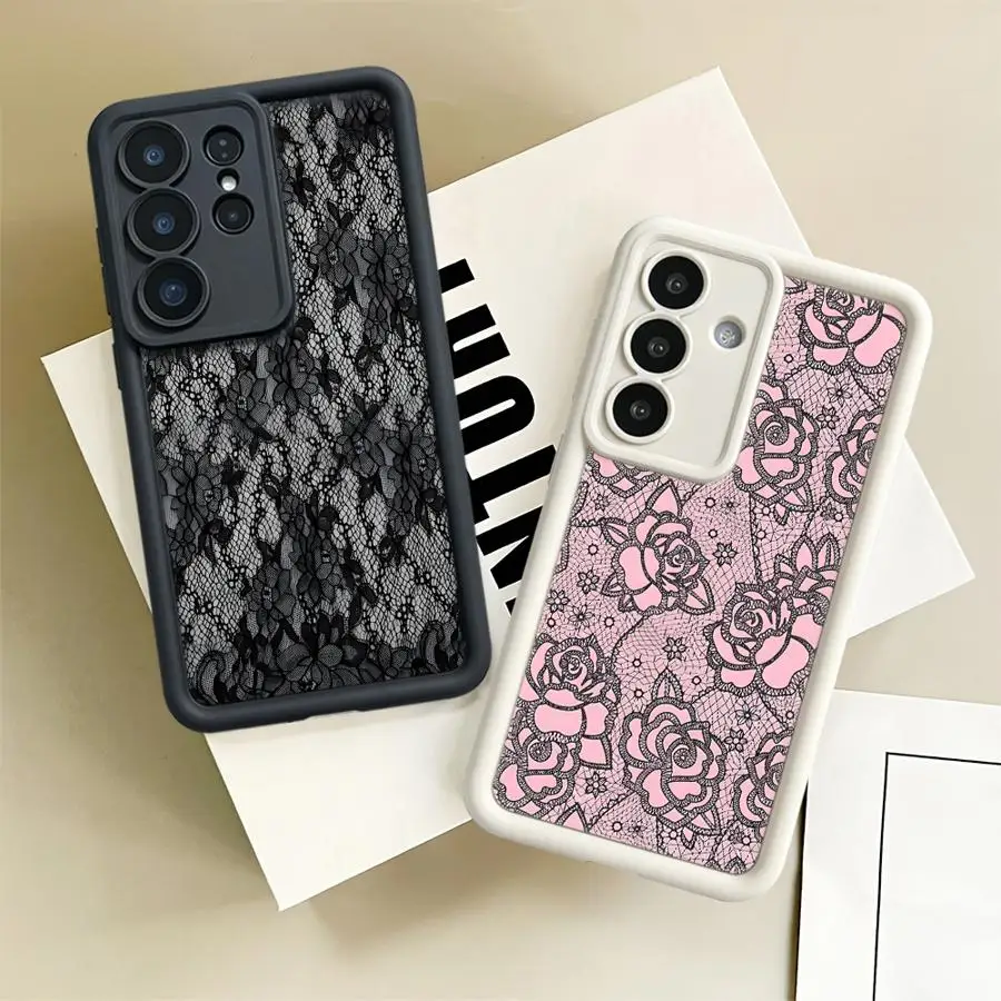 Creative Lace Pattern Phone Cover Case for Samsung Galaxy S26 Ultra S20FE S25 S23 FE S21 S25 Edge S22 S24 Plus S24Ultra