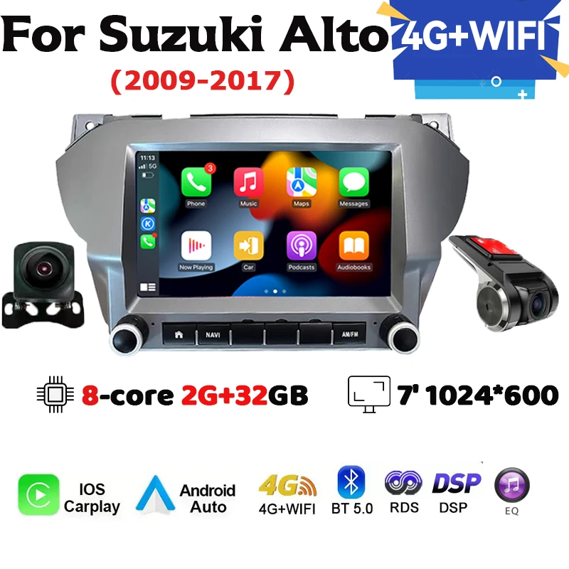 Voor Suzuki Alto 2009-2016 Android 13 Autoradio Multimedia Speler GPS Navigatie Draadloze Carplay en WIFI Bluetooth oproep