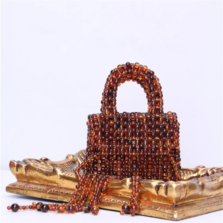 Fashion design tassel beaded handbag