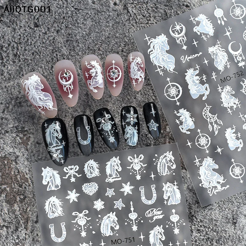 

Набор наклеек для ногтей с рельефным изображением милых мультяшных пони, год Лошади, китайский Новый год, декор для маникюра, наклейки для ногтей