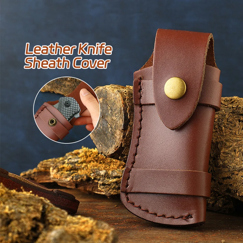 

1Pc Brown Fold Knife Cover Tool Flashlight Belt Loop Case Holder Leather Sheath Pocket Hunt Camp Outdoor Carry Equipment