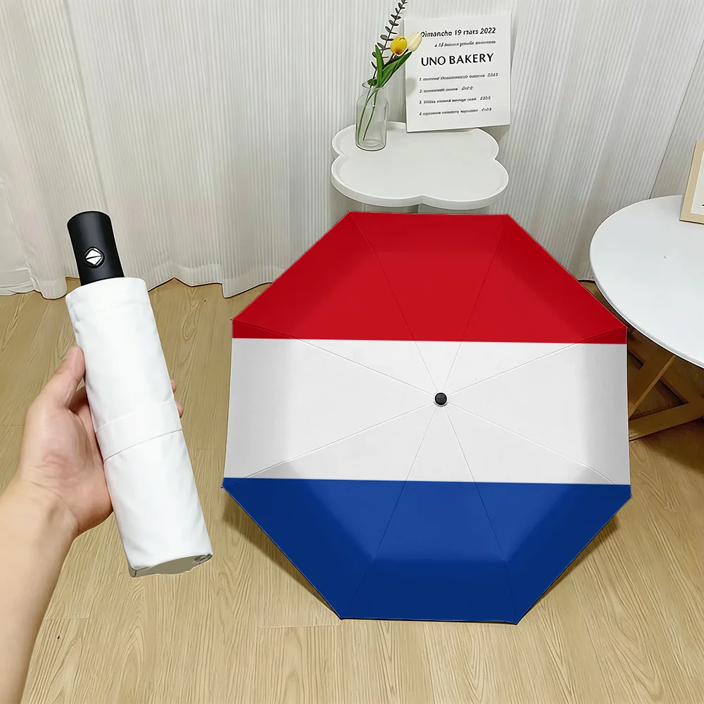 

Автоматический складной зонт с принтом горизонтальных полос красного, белого и синего цветов в стиле национального флага Нидерландов, водонепроницаемый, ветрозащитный, компактный, для путешествий