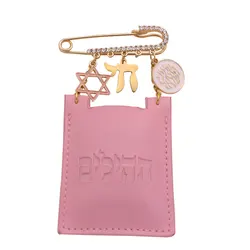 ZKD Tehillim stroller pin jewish baby gift Star of David Hebrew pink baby brooch