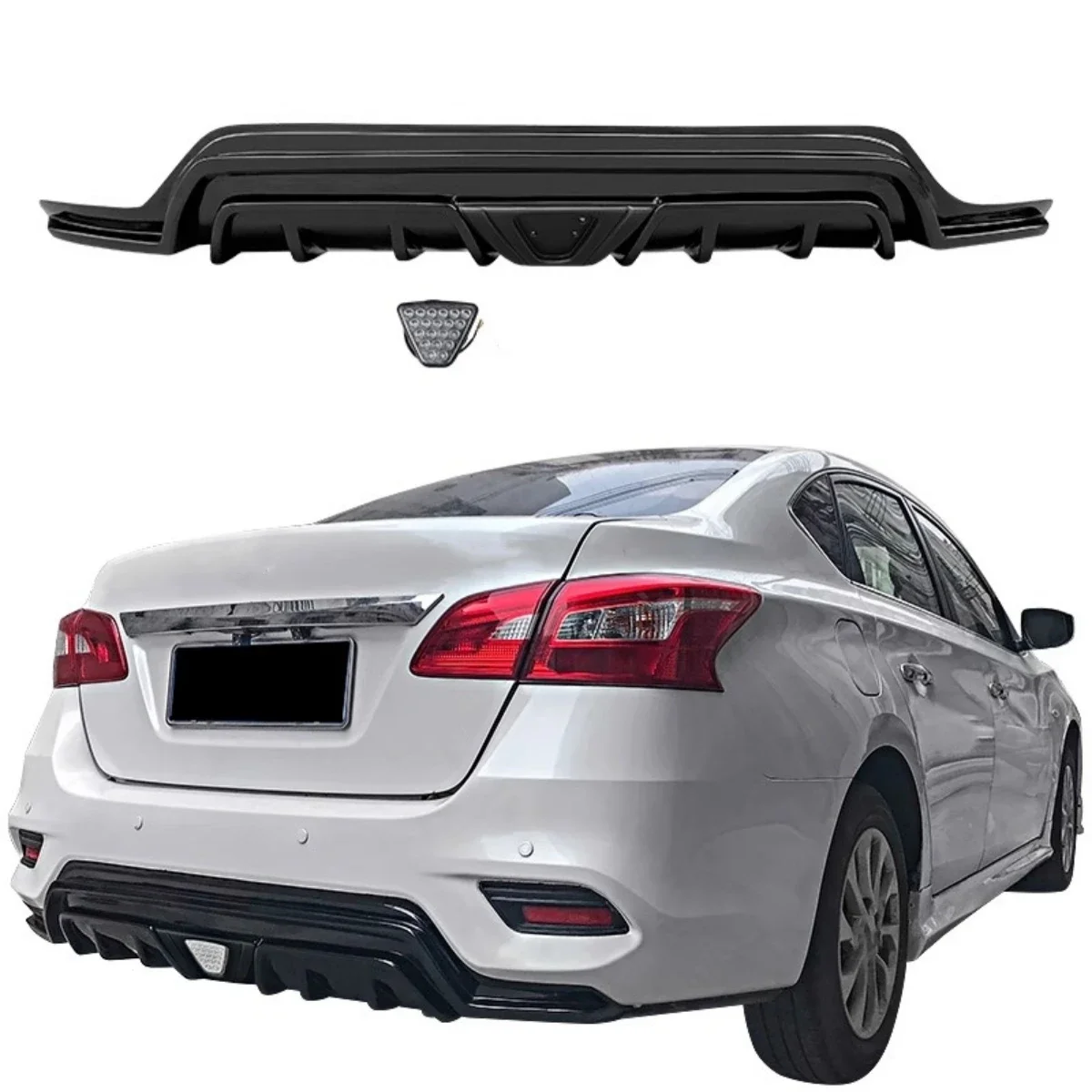 

Задний спойлер автомобиля с лампой для Nissan Sylphy Sentra 2016-2024, модифицированный новый стиль, задняя губа из полипропилена, комплект кузова