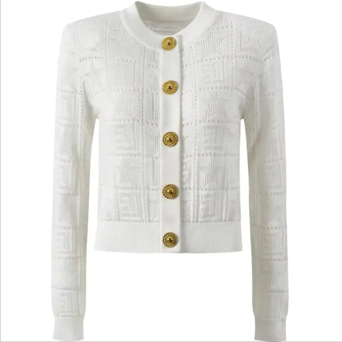 

Spring And Autumn New Women's Fashion Classic High Quality Versatile Knitted Long Sleeve Round Neck Sweater Cardigan Top Coat