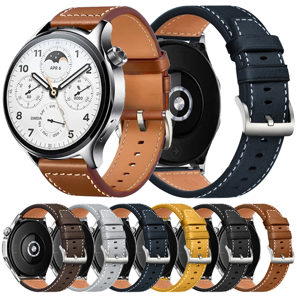 20 22mm Leather Strap for Xiaomi Watch S2 S1 Pro S3 S4 Color 2 Replacement Band for HUAWEI Watch/Samsung Galaxy Watch Wristband