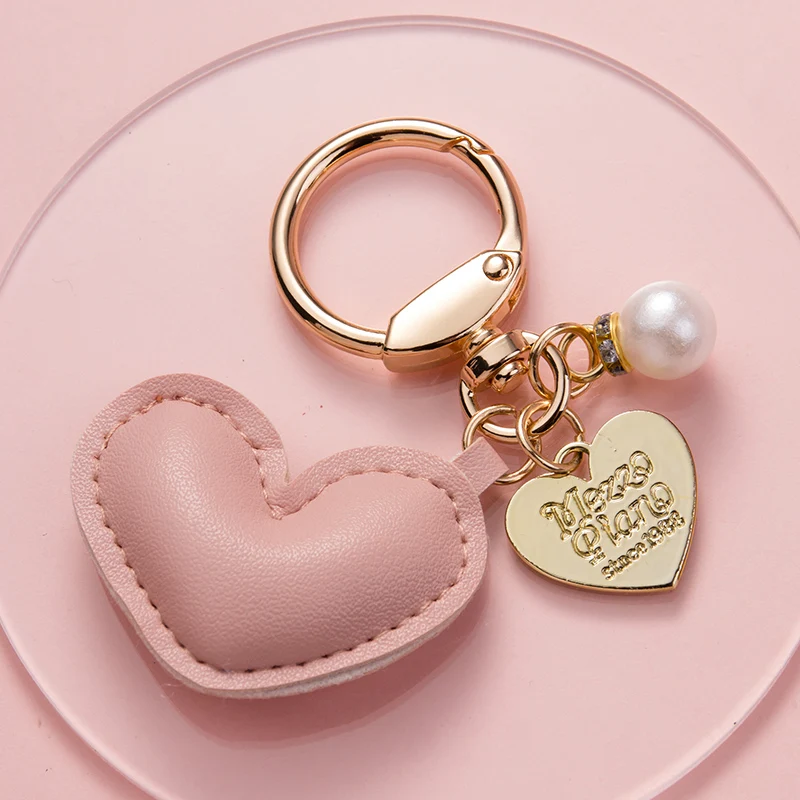 Cute Heart Keychain Kawaii Love Cotton-filled Car Key Chain Purse Pendant Bag Charm for Key Rings Holders Couples Best Gift