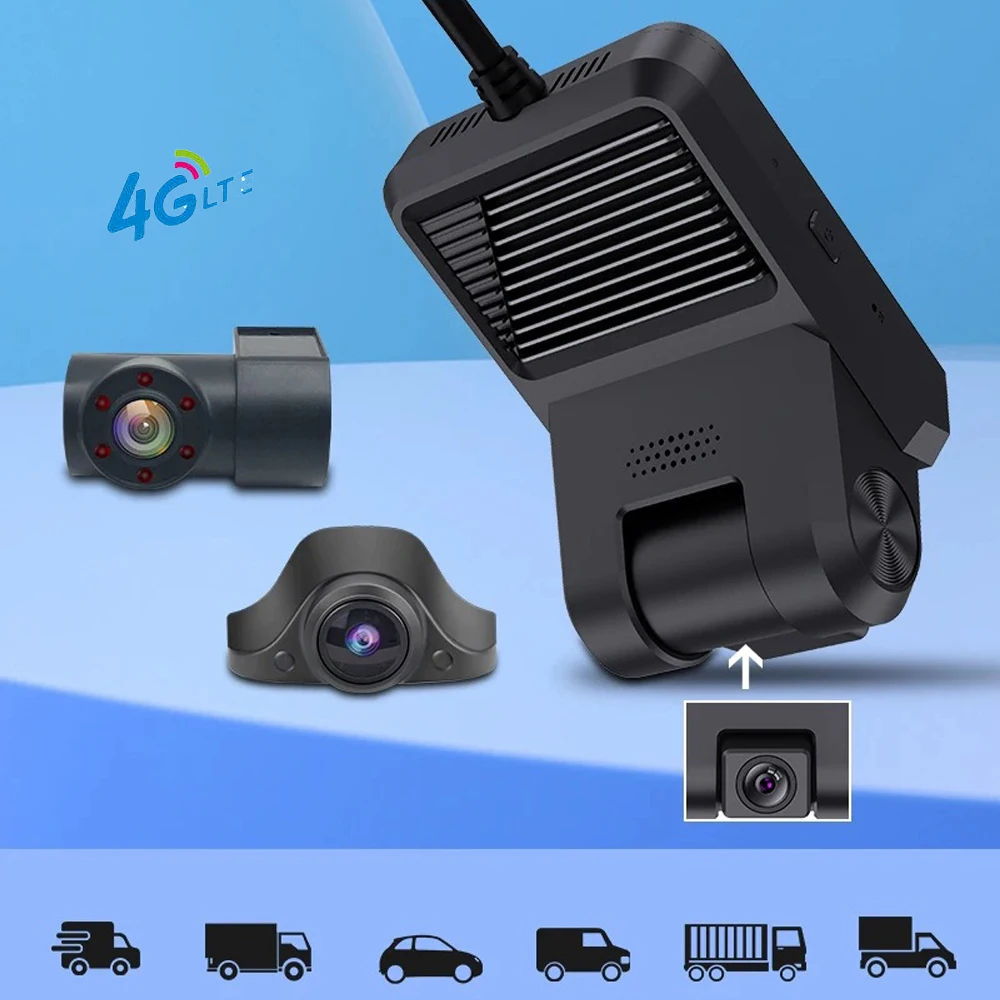 4G Car DVR Dash Recorder 3 Cameras Anidrod 8.1 GPS Tracking WIFI ADAS Night Vision Wireless 24-hour Remote Monitoring Locator