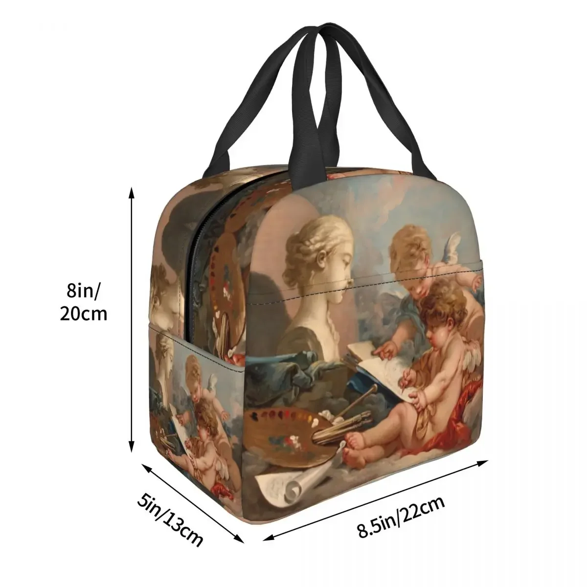 Renaissance Angel Cherub Insulated Lunch Bag for Women Boucher Rococo Art Portable Warm Cooler Thermal Lunch Bag Container Tote