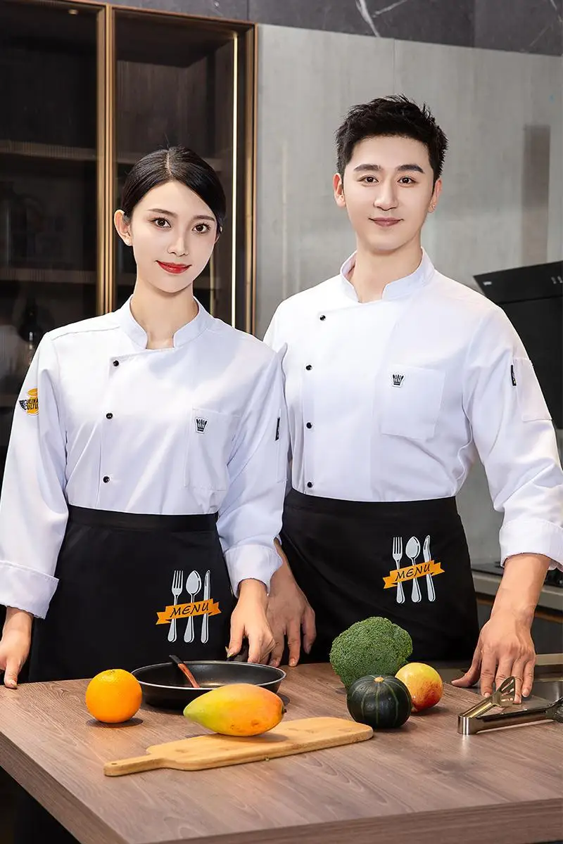 Chef Overalls ผู้ชายร้านอาหารฤดูร้อนแขนสั้น Catering Western เบเกอรี่แขนยาวชุดเชฟ