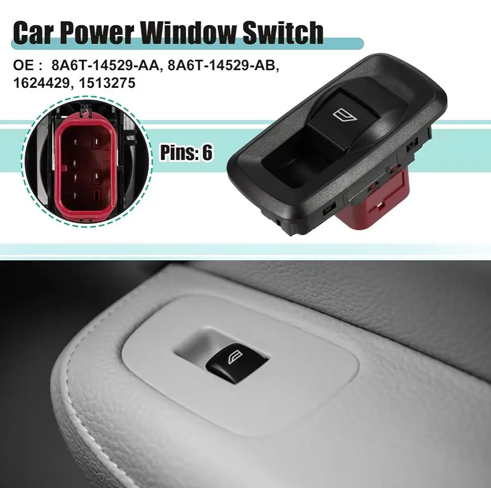 8A6T-14529-AA Car Accessories for Ford Fiesta 2008 2009 2010 2011 2012 2013 Passenger Power Window Switch Control Button Parts