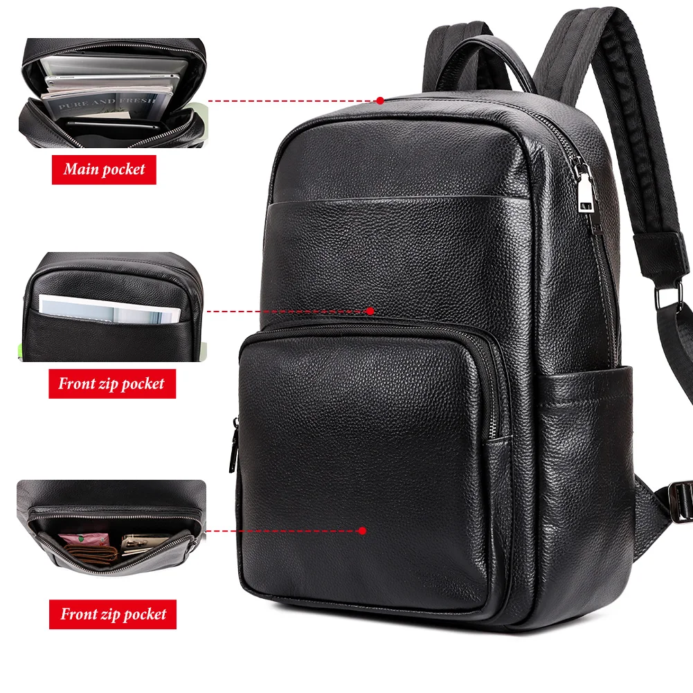 Genuine Leather Backpack Purse for Men Women,Travel Backpack Men Business Backpack School Large Capacity 15.6 Laptop Male Bag