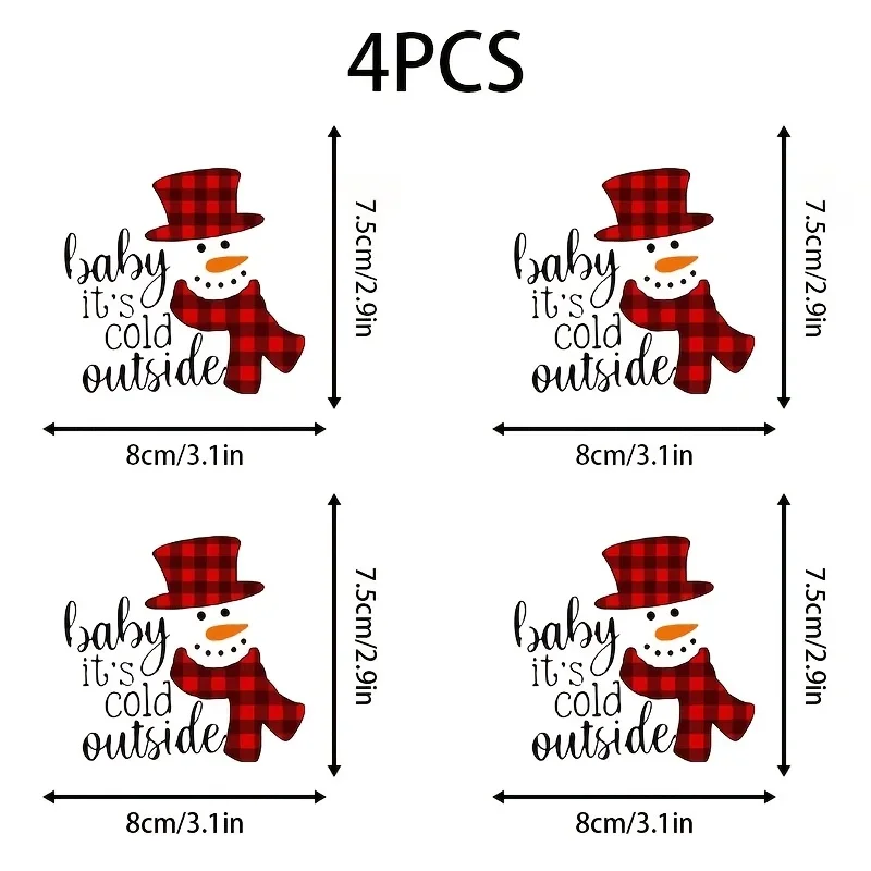 

4 шт./компл. наклейка Jolly Snowman «Baby It's Cold Outside» УФ-наклейка для рождественской посуды для напитков, подходит для матовых стаканов