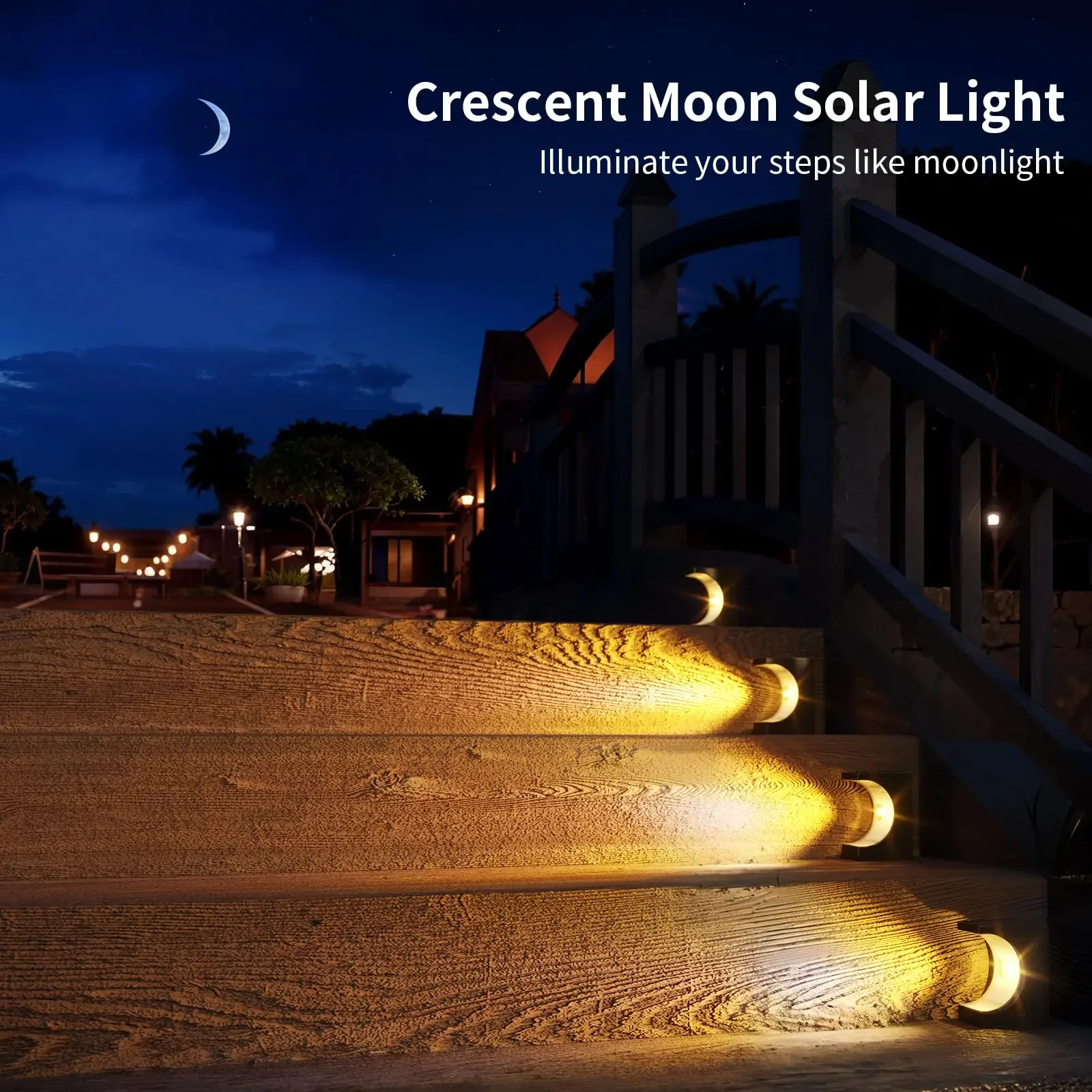 4 Buah Lampu Tangga Tenaga Surya LED Lampu Taman Tenaga Surya Dekorasi untuk Pagar Halaman Belakang Teras Depan Balkon