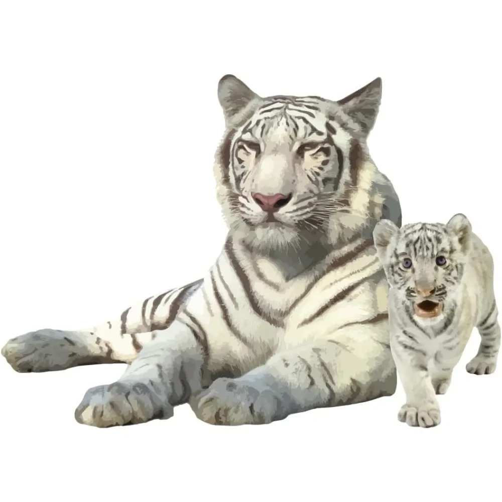 White Tiger Wall Sticker Realistic 3D Tiger Wall Decals Jungle Animal Decor for Living Room Porch Pet Lover Living Room Bedroom