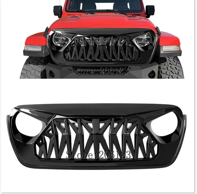 

Front Grille For Jeep Wrangler JL Gladiator JT 2018-2023 Front Bumper Mesh Cover Racing Grills Upper Guard Grid