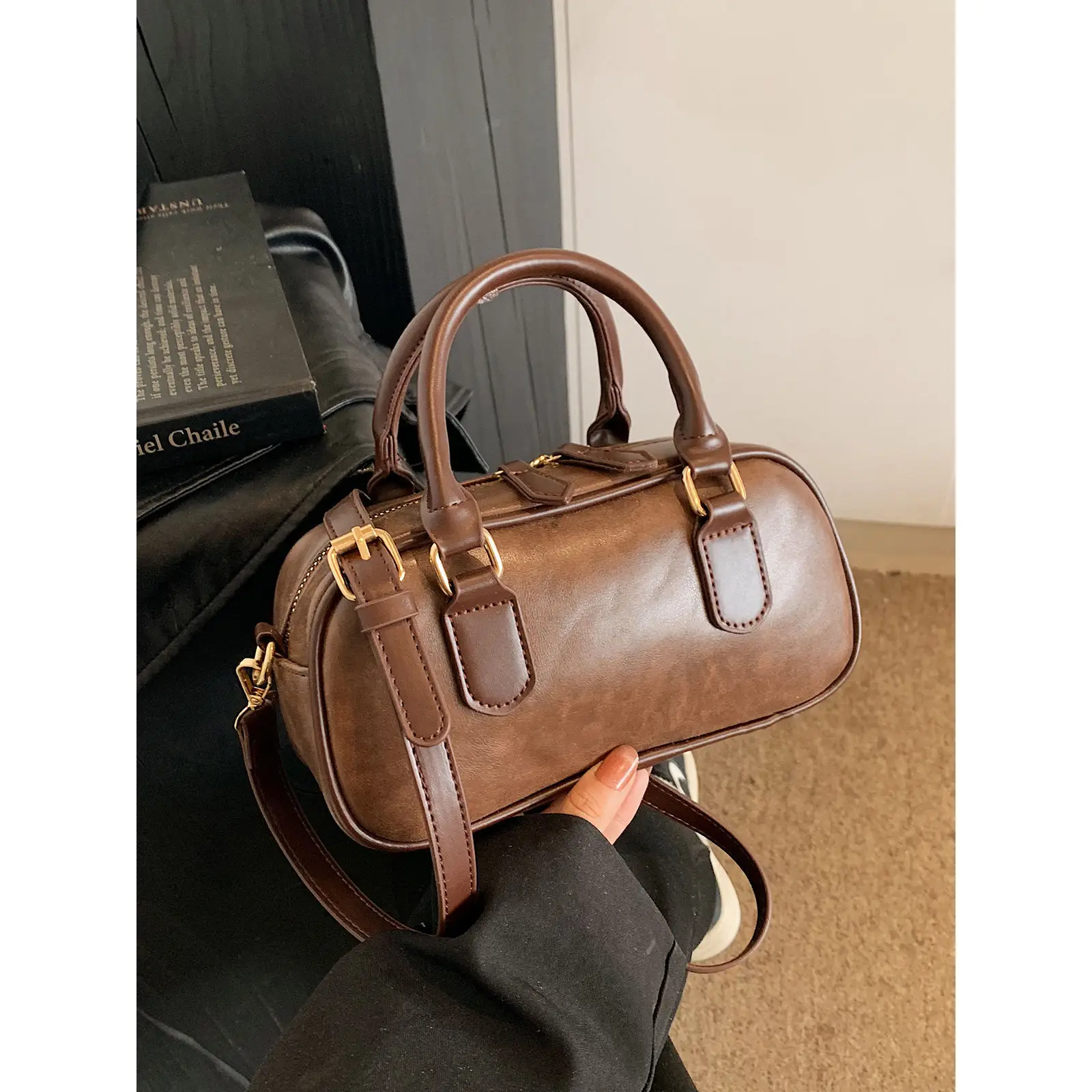 

Vintage Leather Bowling for Women, 2025 Fall Winter Luxury Mini Crossbody, Сумка Женская