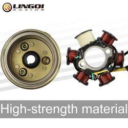 LINGQI Motorcycle Spare Engine Parts Magneto Stator Coil With Flywheel Rotor For GY6 50cc Generator Dirt Bike Accessories