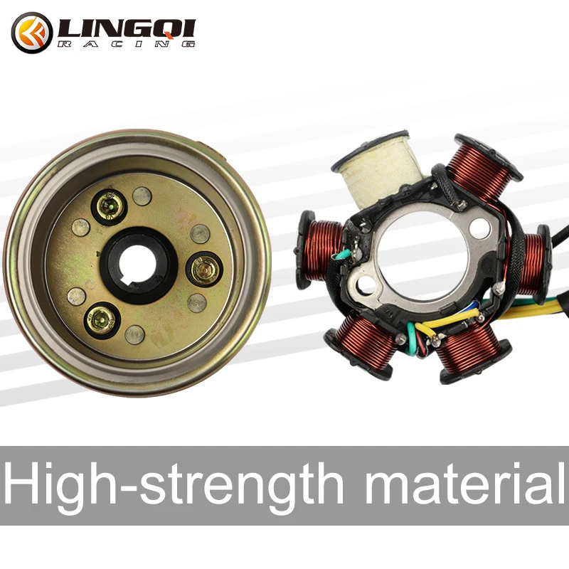 LINGQI motocyklowe części zamienne do silnika Magneto uzwojenie stojana z wirnikiem dla GY6 50cc Generator motor terenowy akcesoria