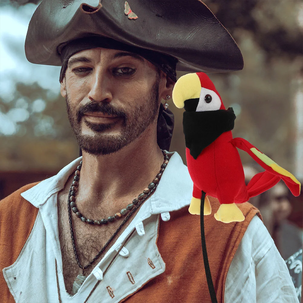 2 Sets Stuffed Parrot Shoulder Accessory Artificial Prop Pirate Halloween Costume Plush Model