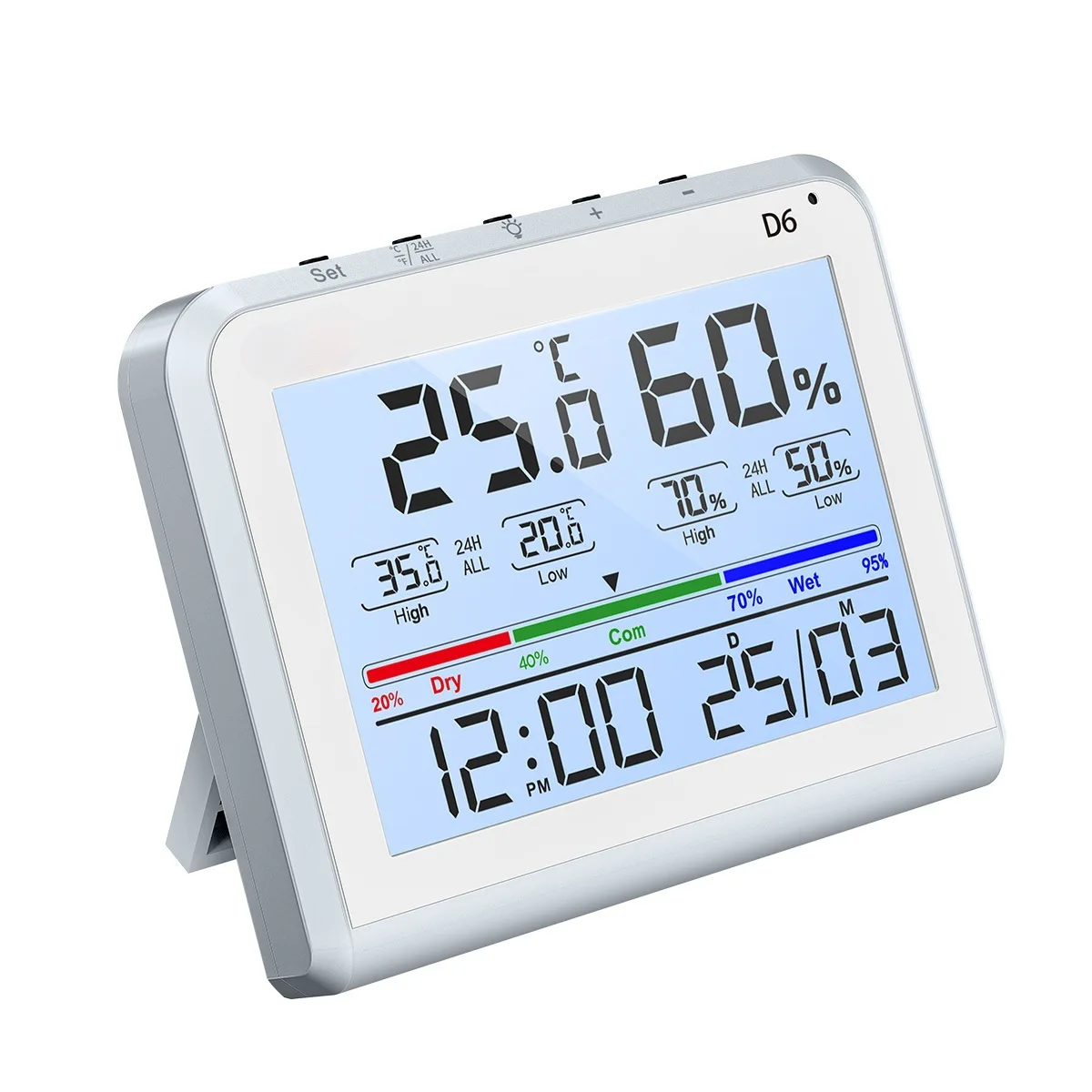 High Precision Desktop Electronic Thermometer Hygrometer with Time Date for Home Office Bedroom Baby Room