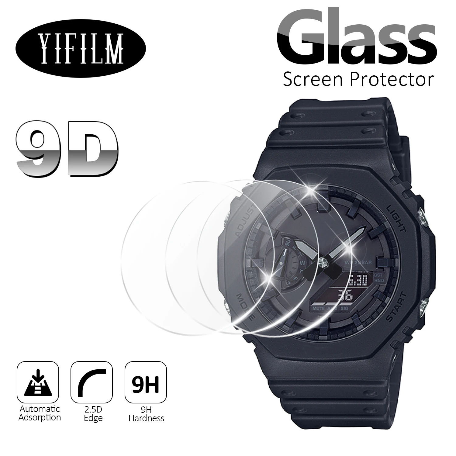 2Pcs 9H Tempered Glass Screen Protector for GA-2100 GA-2000 GA-2110 GM-2100 GMA-S2100 GA-B2100 Anti-Scratch Watch Film
