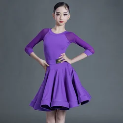 New Latin Dance Dress Girls Children'S Latin Competition Dancing Dress Ballroom Performance Practice Clothes Salsa Dress